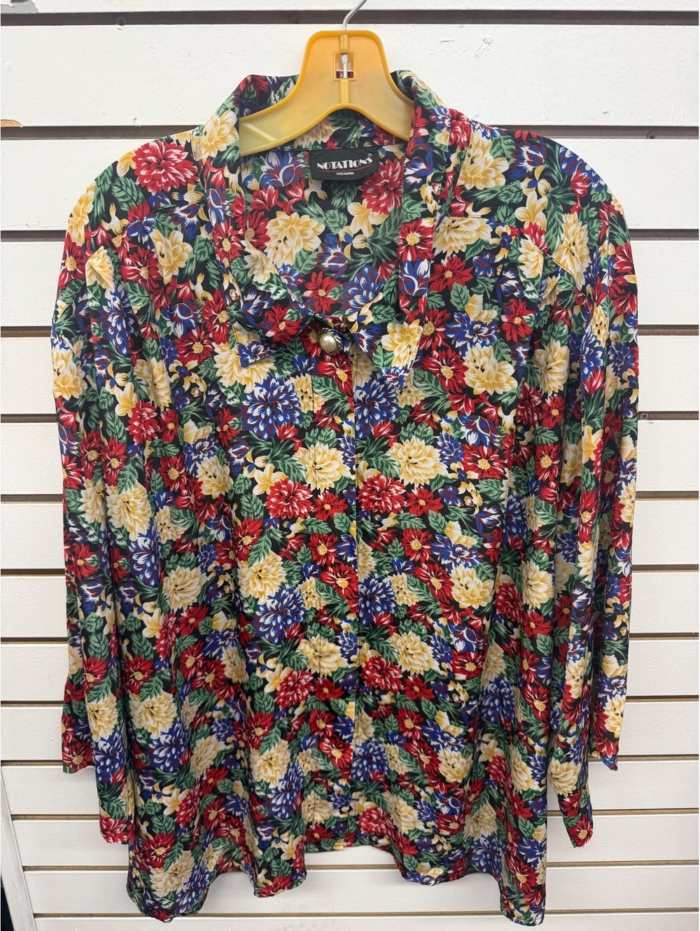 Vintage Notations Floral Button Front Blouse Plus Size 3X 4X